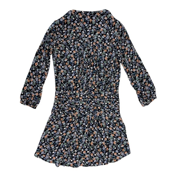 Veronica Beard August Boho Shirt Dress Floral Bird Print Pintuck 100% Silk SZ 2 - Picture 4 of 10